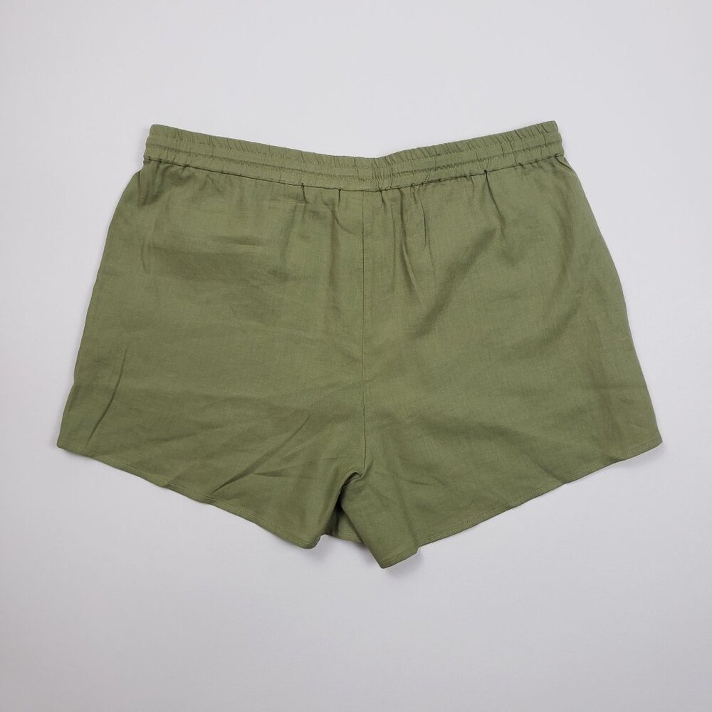 Andie Swim The Graciosa Short Women's Sz Small Ivy Green Linen Blend Tassel Ties - Picture 7 of 16